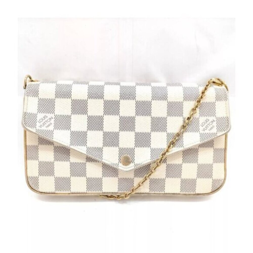 Authentic Louis Vuitton Favorite Damier Azur Crossbody Bag/LV Chain Shoulder Bag